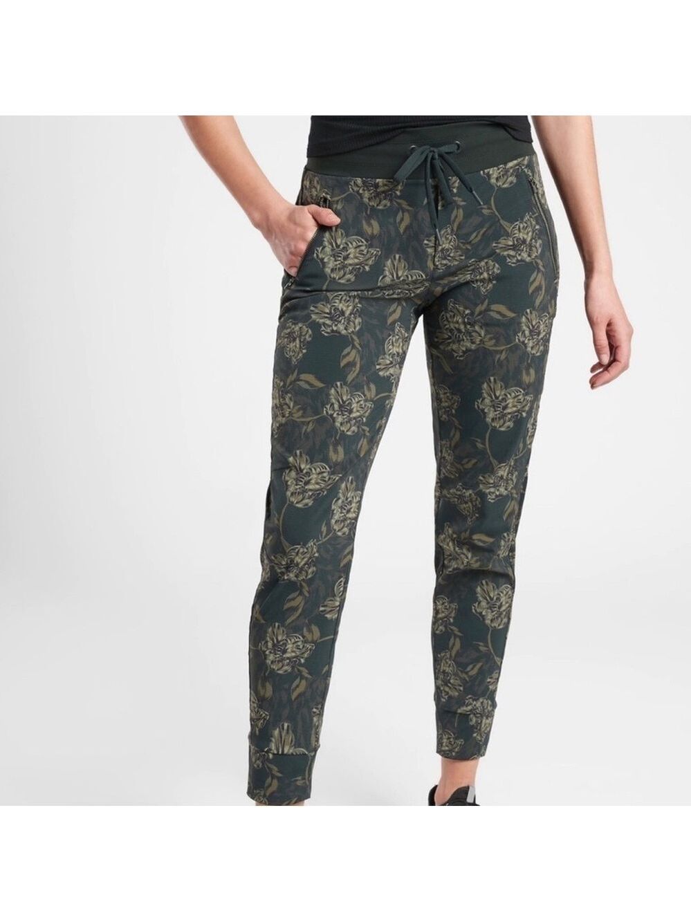 Athleta Trekkie North Floral Printed Stretch Jogger 16 Pull On Pants